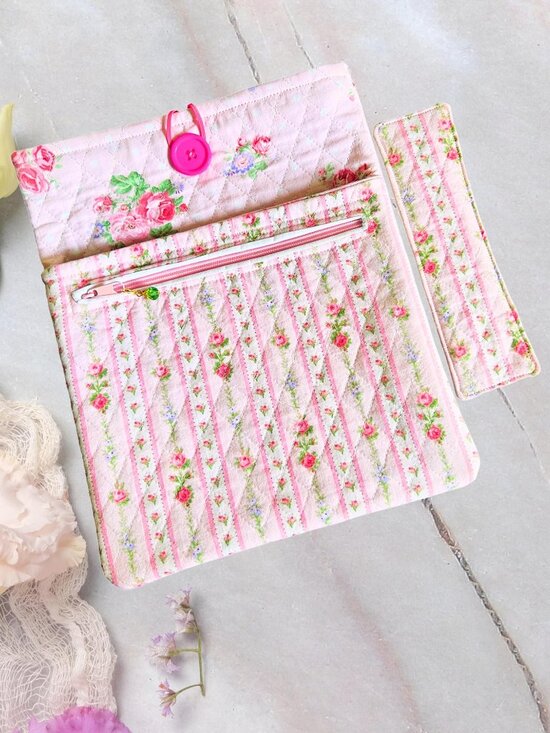 Other - NWOT Handmade Quilted Large Book Sleeve, Dual Pockets, Fabric Bookmark